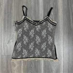 NY & Company Black Cami Metallic Lace Overlay Y2K Party Tank Top Medium